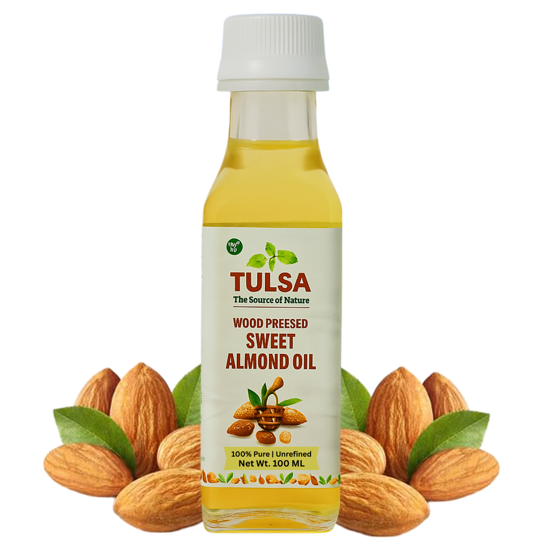 Tulsa Wood Stone Pressed Sweet Almond Oil Glass Bottle