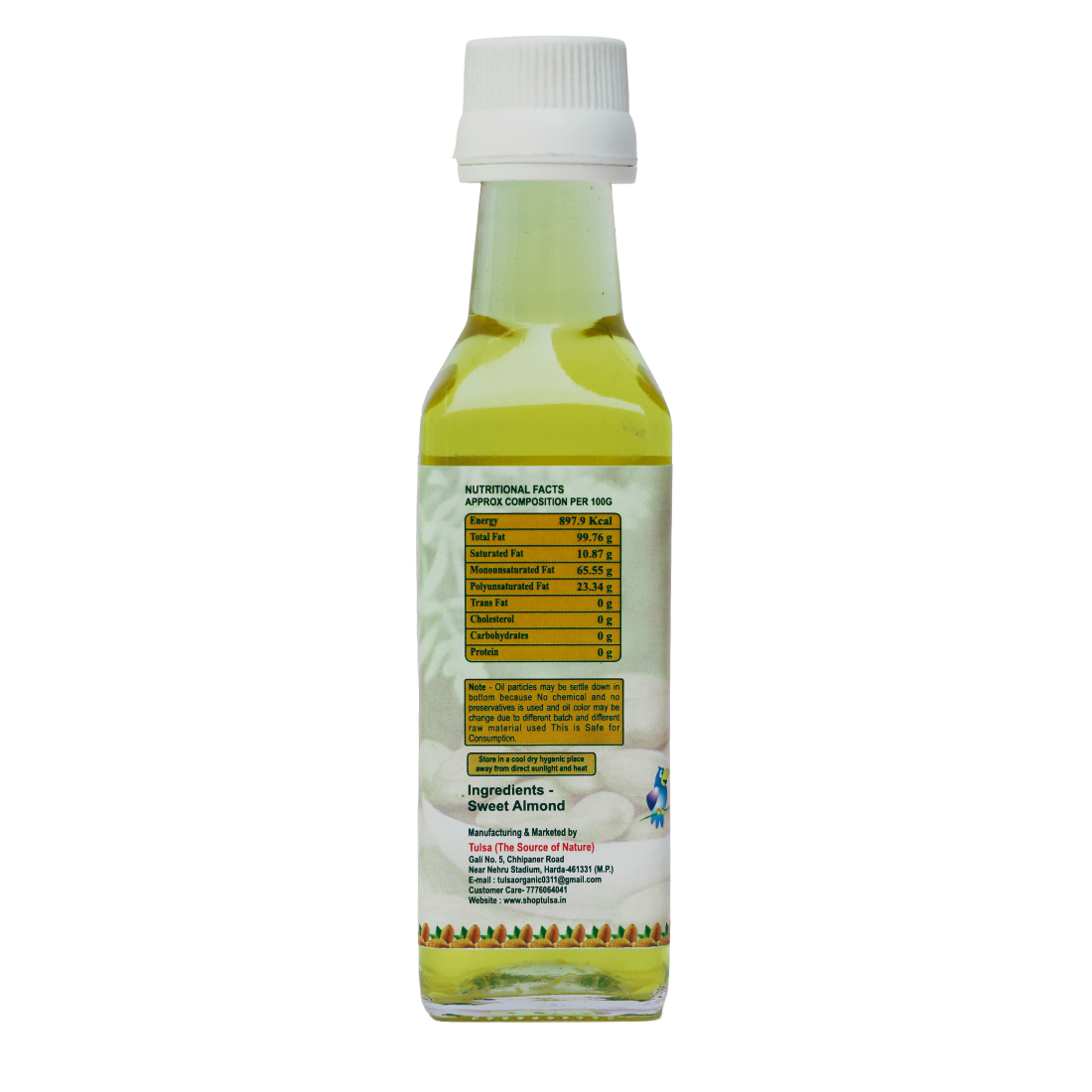 Tulsa Wood Stone Pressed Sweet Almond Oil Glass Bottle