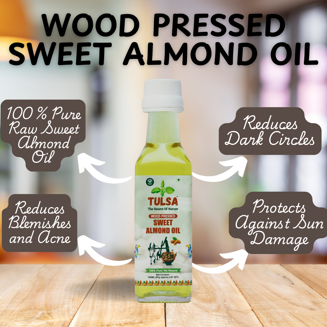 Tulsa Wood Stone Pressed Sweet Almond Oil Glass Bottle